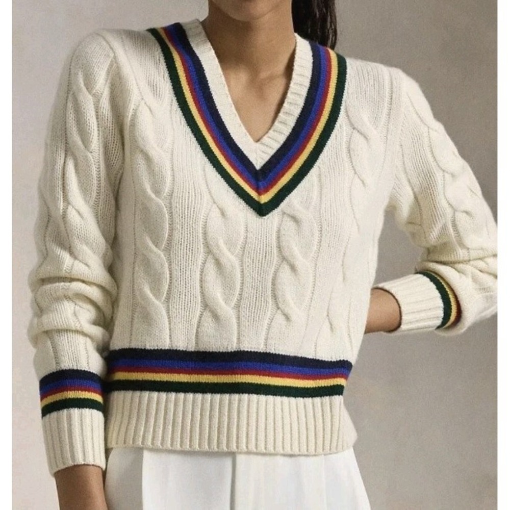 Polo Ralph Lauren Chunky Wool Super Soft Cashmere Cropped Cricket Sweater